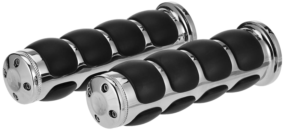 Kuryakyn 6240 Premium ISO Handlebar Grips for Throttle and Clutch: Universal Fit for Motorcycles with 1 Diameter Bars, Chrome, 1 Pair