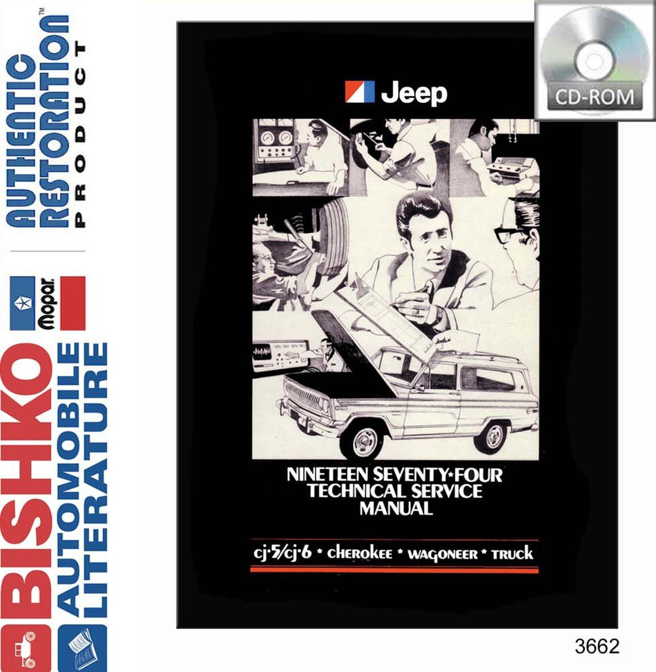 bishko automotive literature 1974 Jeep Cj Wrangler Scrambler Shop Service Repair Manual CD Engine Electrical