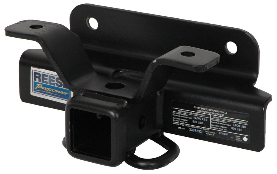 Reese 33072 Class III Custom-Fit Hitch with 2" Square Receiver opening, includes Hitch Plug Cover , black
