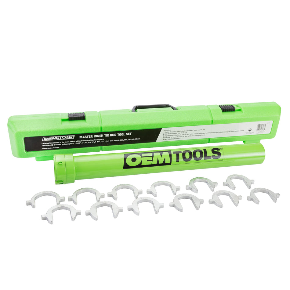 OEMTOOLS 27178 Master Inner Tie Rod Removal Tool Set, Removes and Installs Tie Rods, 12 Crowfoot Adapters, Compatible with Cars, Trucks, and SUVs