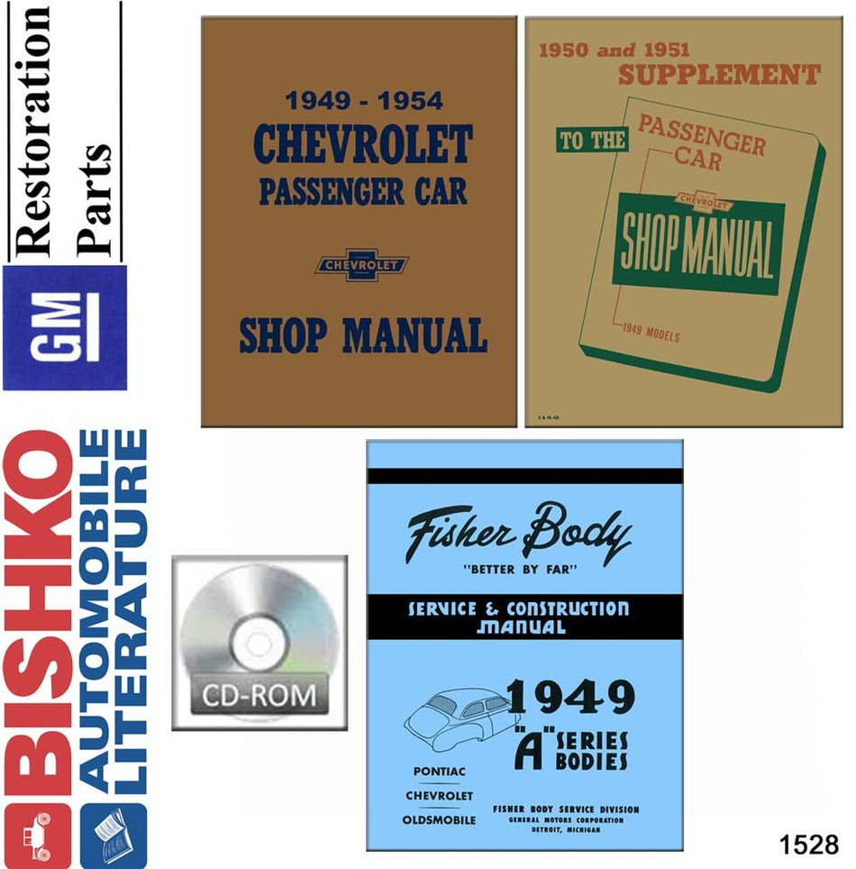 bishko automotive literature 1949 1953 1954 Chevrolet Bel Air Deluxe Shop Service Repair Manual CD Engine