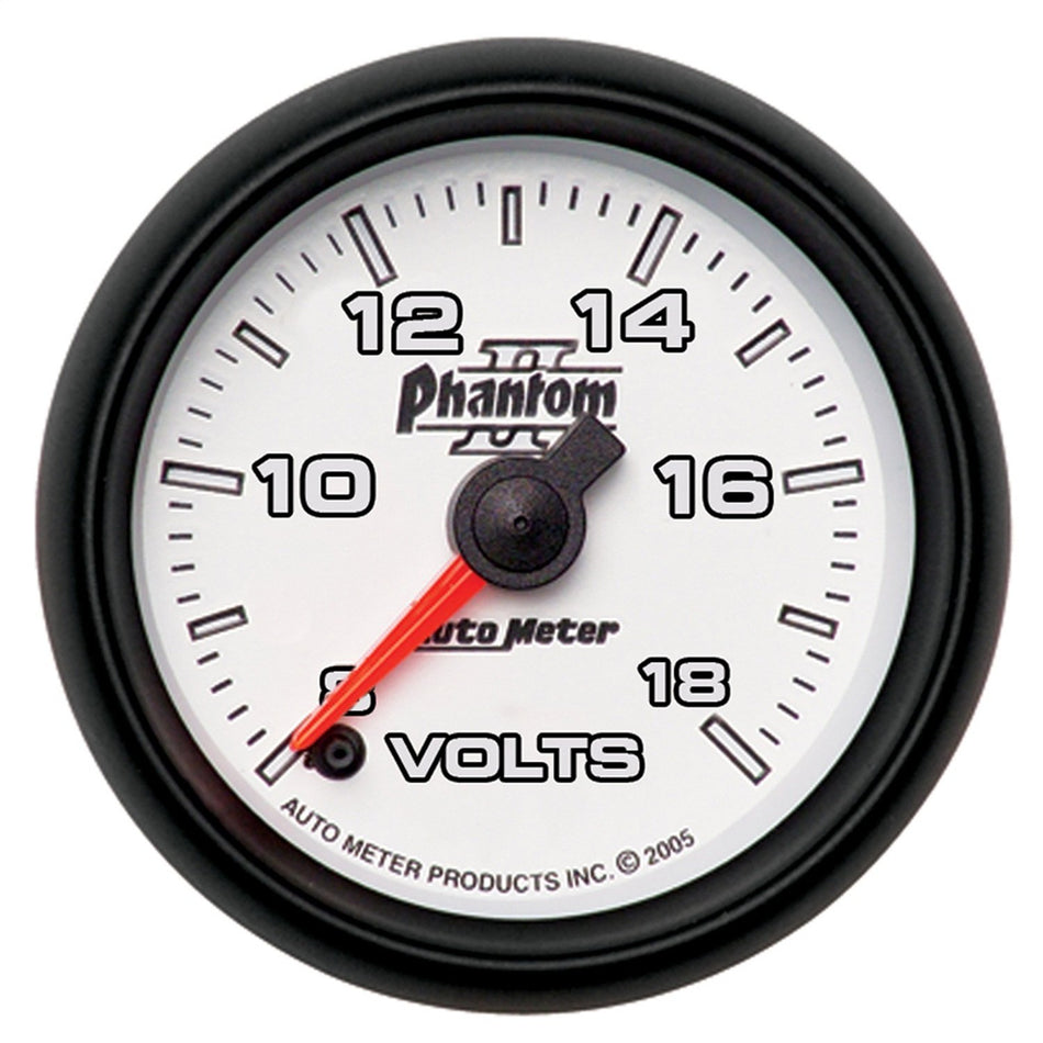 Auto Meter 7591 Phantom II 2-1/16 8-18 Volts Voltmeter Gauge