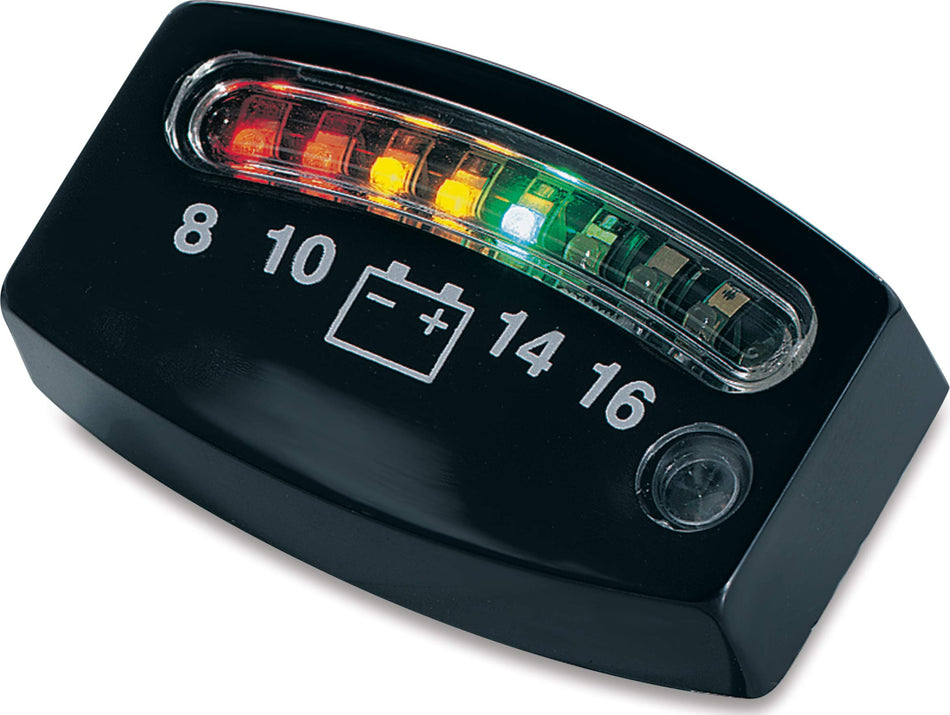 Kuryakyn 4218 Motorcycle Accent Lighting Accessory: LED Battery Gauge Indicator Display, Universal Fit for 12V Applications, Black