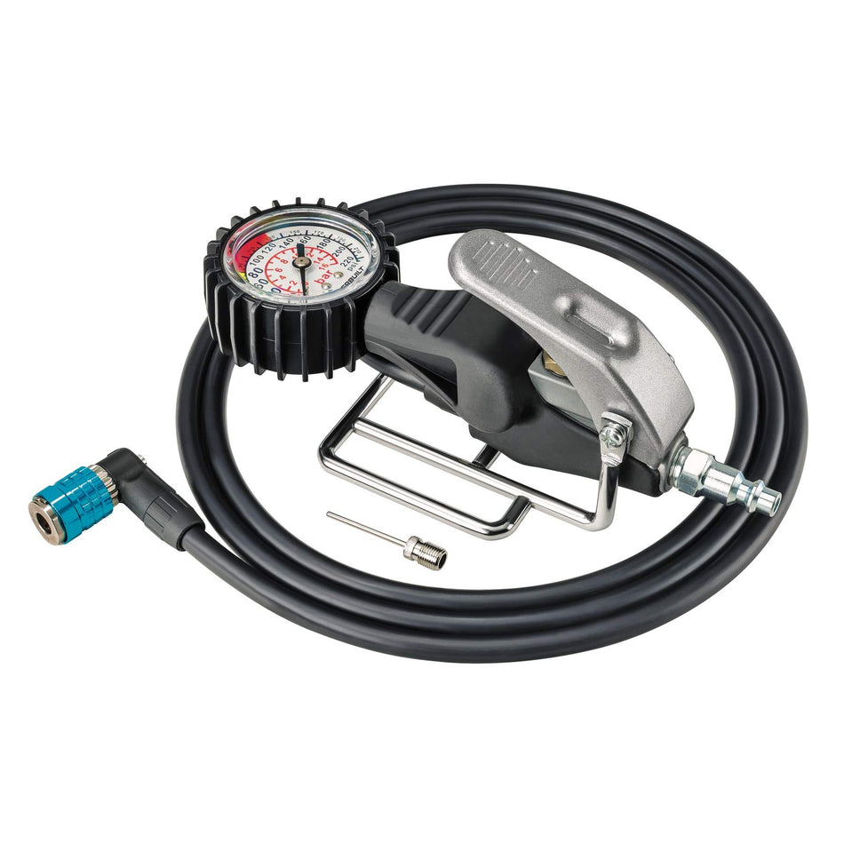Powerbuilt Tire Inflator with Pressure Gauge 220 PSI for Cars, Bikes - 240217, Black