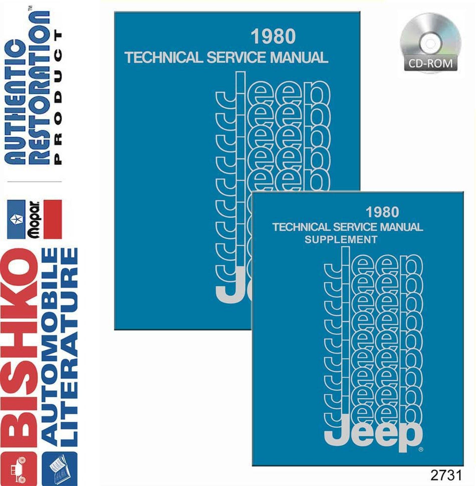 bishko automotive literature 1980 Jeep Cj Wrangler Scrambler Etc Shop Service Repair Manual CD Engine