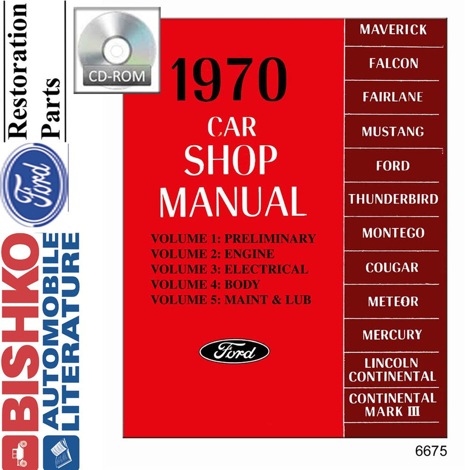 bishko automotive literature - Shop Service Repair Manual CD Engine Electrical for The 1970 Ford Lincoln Mercury