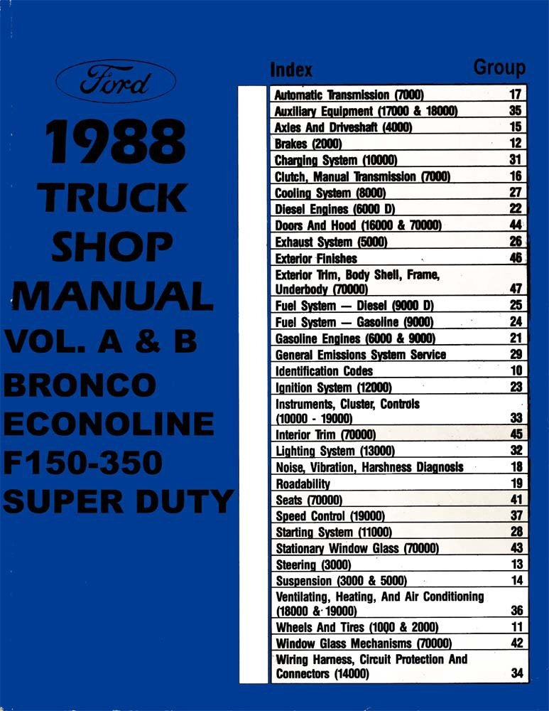 bishko automotive literature - Shop Service Repair Manual Engine Drivetrain for The 1988 Ford Truck F150-F350 Econoline