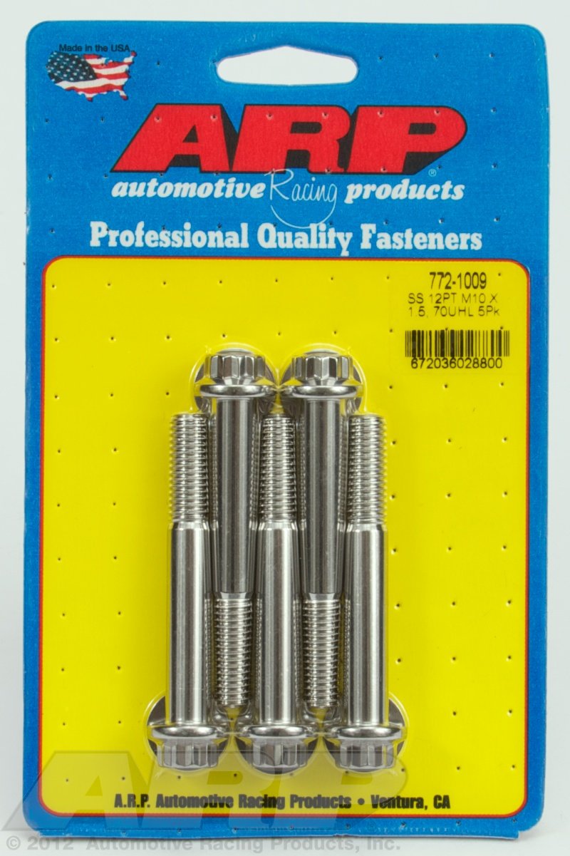 ARP M10 x 1.50 x 70 12pt SS Bolt Kit (5/Pkg)