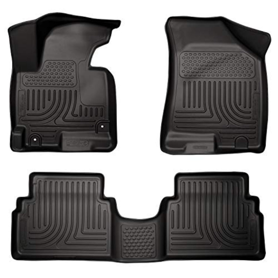 Husky Liners Weatherbeater Floor Mats | Fits 2014-2015 Hyundai Tucson w/Factory Carpet Mat Retaining Hooks | Front & 2nd Row, 3-pc Black - 99831