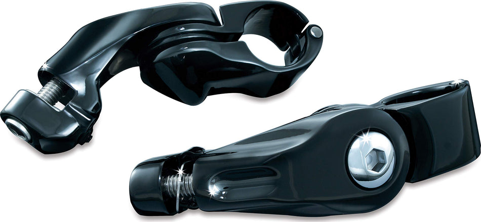 Kuryakyn 7574 Motorcycle Foot Controls: Tour-Tech Short Arm Cruise Mounts for 1-1/4 Engine Guards/Tubing, Gloss Black, 1 Pair