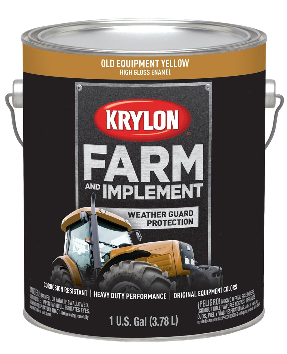 Krylon K01985000 Farm & Implement Paint Gallons Equipment Cat, 1 Gallon (Pack of 1), Old Caterpillar Yellow, 128 Fl Oz