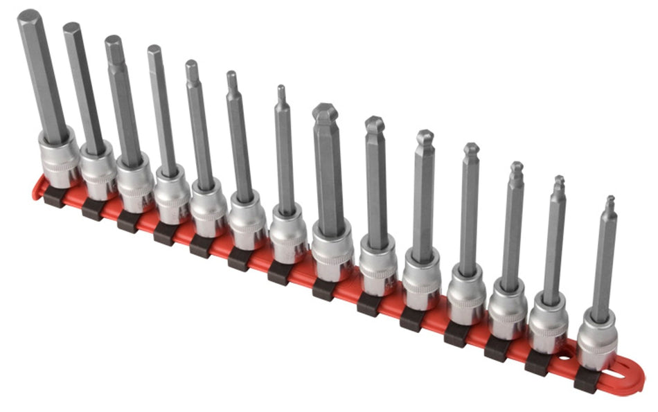 Sunex 9921 3/8-Inch Drive Long Ball Hex Bit Socket Set, Metric, CR-V, 1/8-Inch - 3/8-Inch, 14-Piece