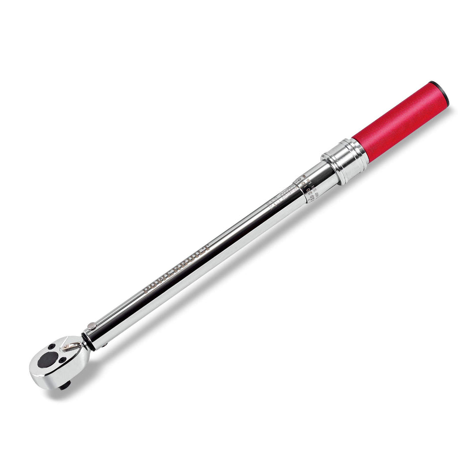 Powerbuilt Micrometer Torque Wrench, 1/2 Inch Drive, Dual Scale, Working Range 30 to 150 Ft-Lbs, Retractable Lock, Storage Case - 649974