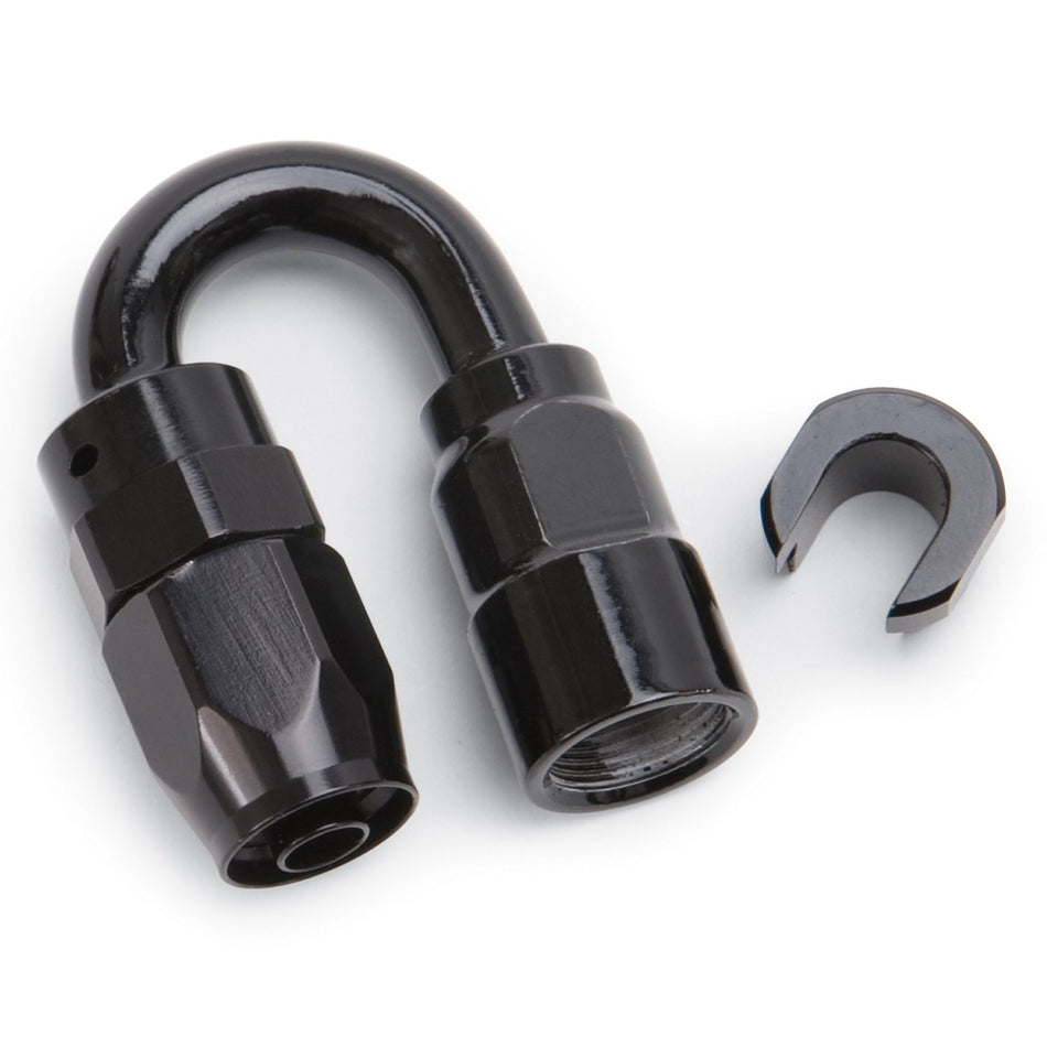 Edelbrock 611283 Hose End 5/16 Sae Quick DiSConnect Female To -6 Hose 180 Deg Blk Anodized