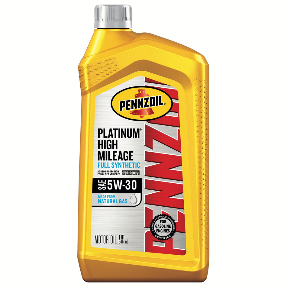 Pennzoil Platinum High Mileage Full Synthetic 5W-30 Motor Oil for Vehicles Over 75K Miles (1-Quart, Single-Pack)