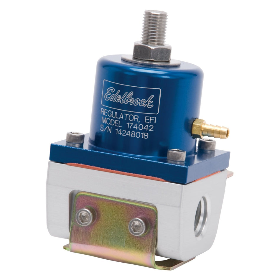 Edelbrock 174042 EFI Fuel Pressure Regulator 180 GPH 35-90 PSI. 6AN Inlet/Outlet 6AN Return Line Blue/Clear EFI Fuel Pressure Regulator