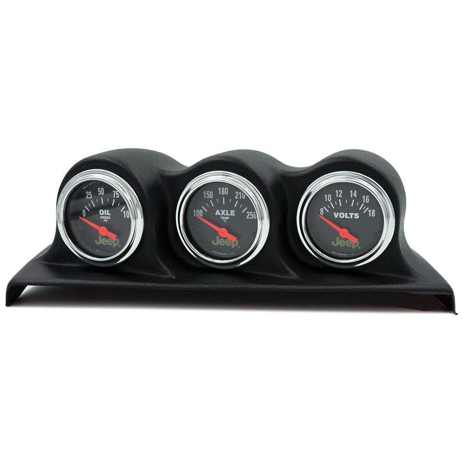 Auto Meter 8200 Jeep Triple Dash Pod w/Oil Press, Axle Temp, & Volt Gauge 07-10 JK Wrangler