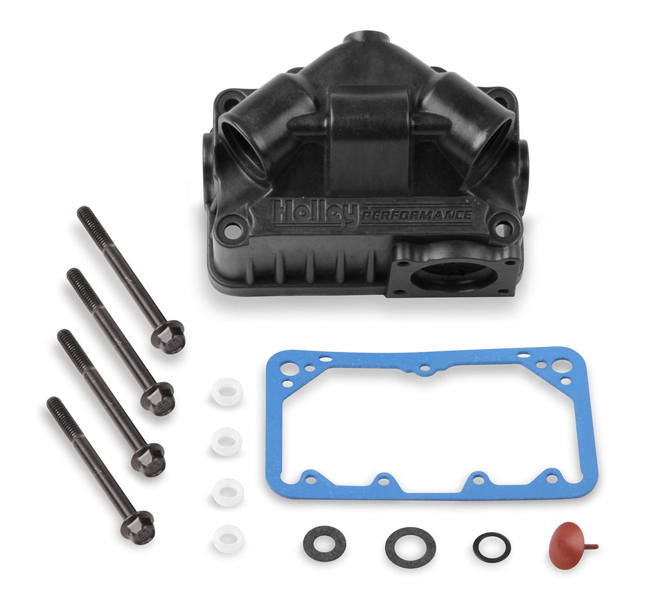 Holley 134-73HB Hard Core Gray Aluminum Center Hung V Fuel Bowl Kit - Secondary with Pump Provisions