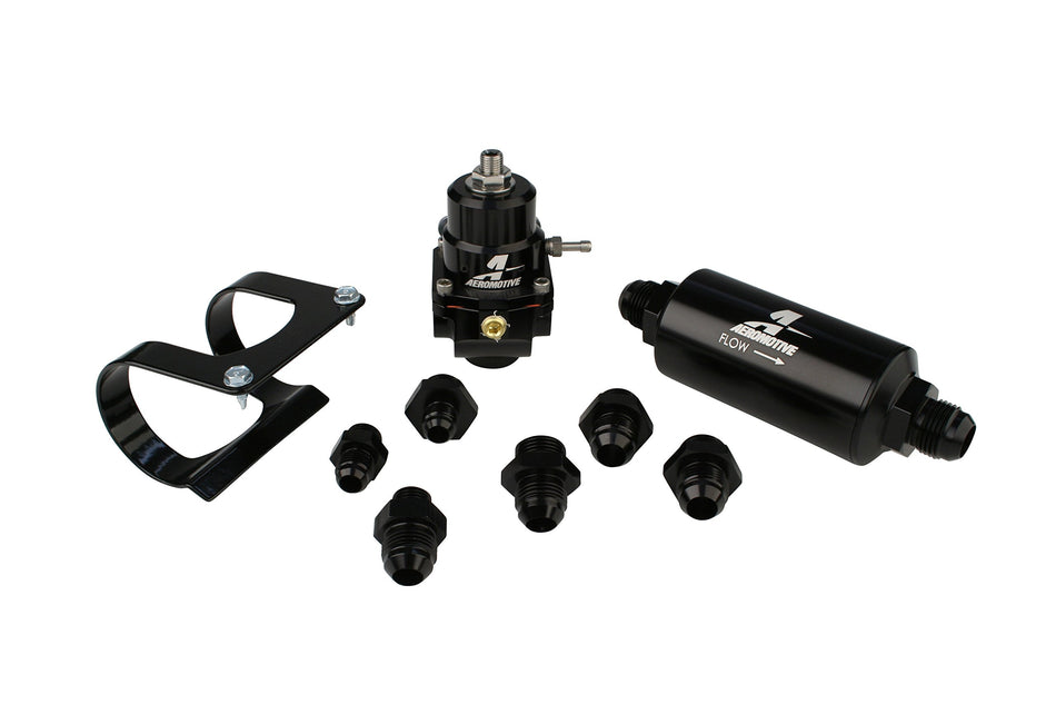 Aeromotive 17256 Fuel System, Stealth, Bypass Carb (Regulator, Filter, Filter Bracket, Gauge, Fittings)