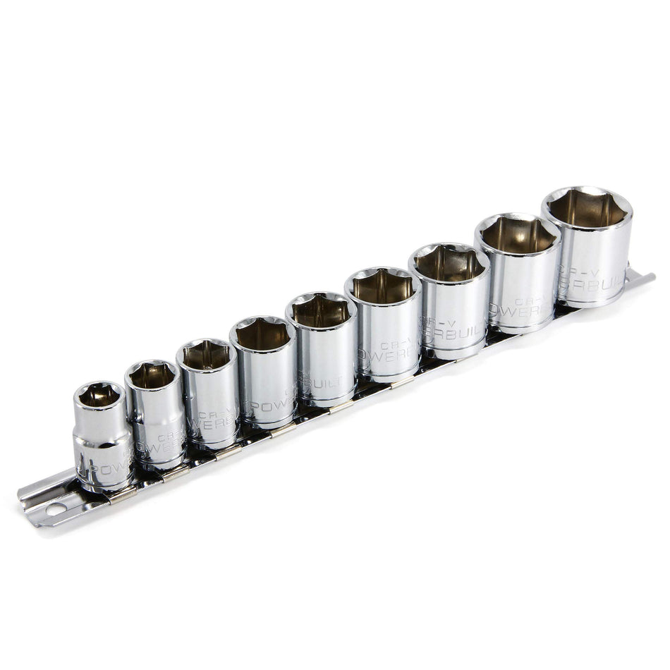 Powerbuilt 641716 3/8 Dr. 6 Pt. SAE Standard & Deep Well Socket Set (9 Piece) (3/8-7/8)