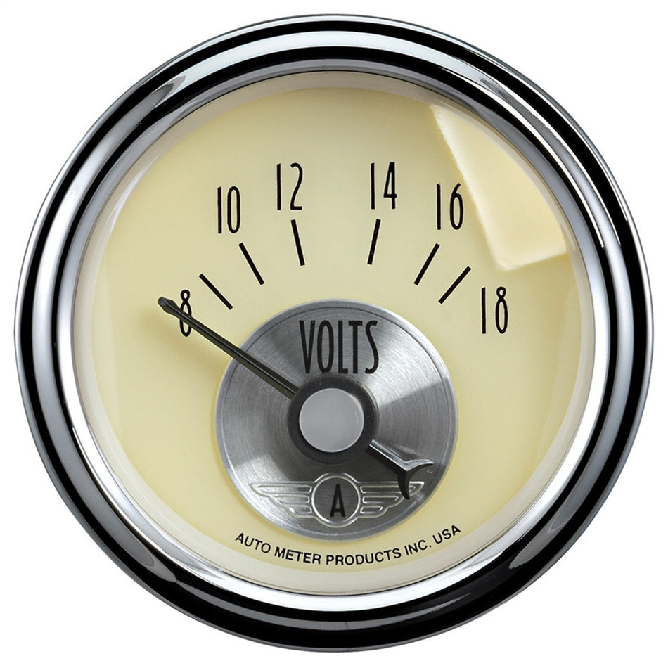 Auto Meter 2092 Prestige Antique Ivory 2-1/16 8-18 Volts Voltmeter Gauge