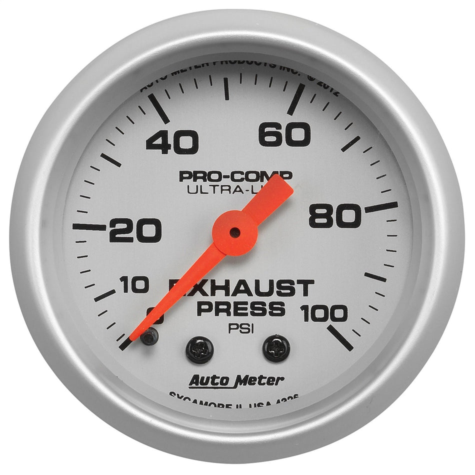 Auto Meter (4326) Ultra-Lite 2-1/16 0-100 PSI Mechanical Exhaust Pressure Gauge