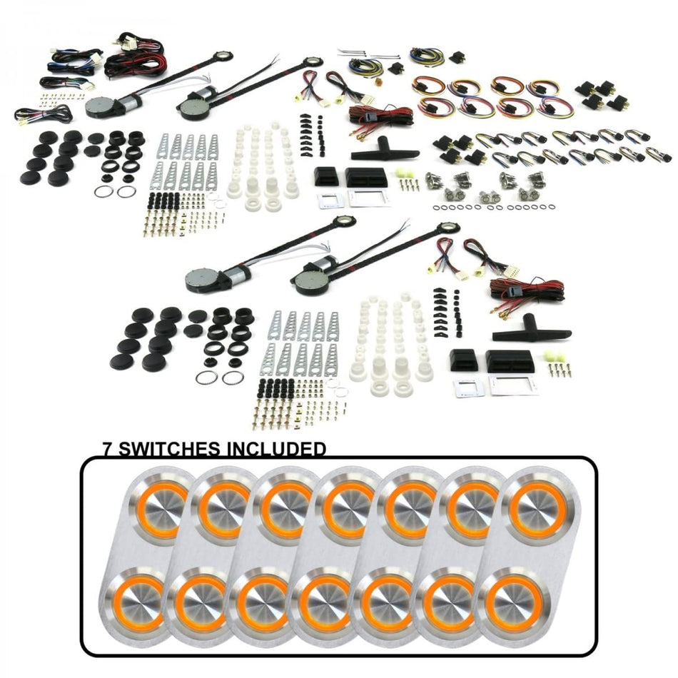 AutoLoc Power Accessories 18515 4-Door Power Window Kit (with 7 Daytona Billet Switches - Orange Illumination)