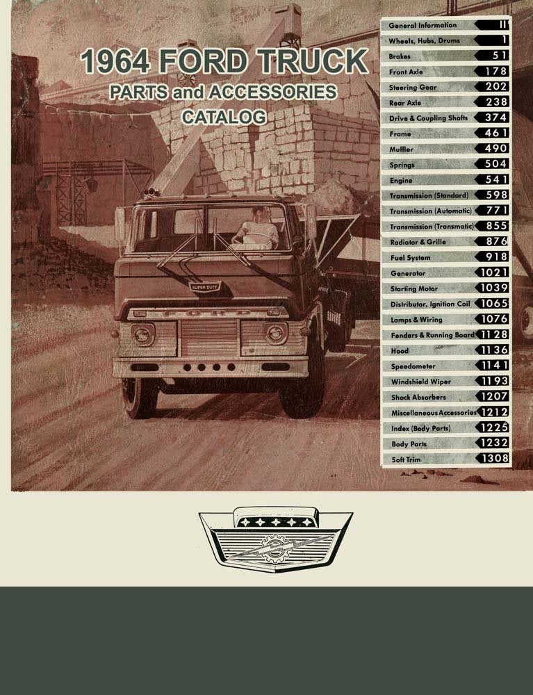 bishko automotive literature - List Guide Interchange Illustrations Reference for The 1964 Ford Truck Parts Numbers