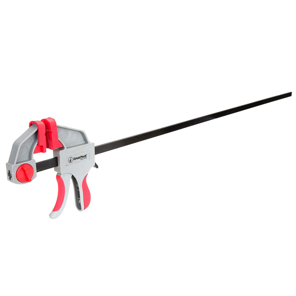 GreatNeck 59005 36 Inch Ratcheting Bar Clamp, 43.5 Inch Bar Clamp Spreader Distance, Quick Clamps for Woodworking, Rubber Jaw Pads, One-Handed Operation
