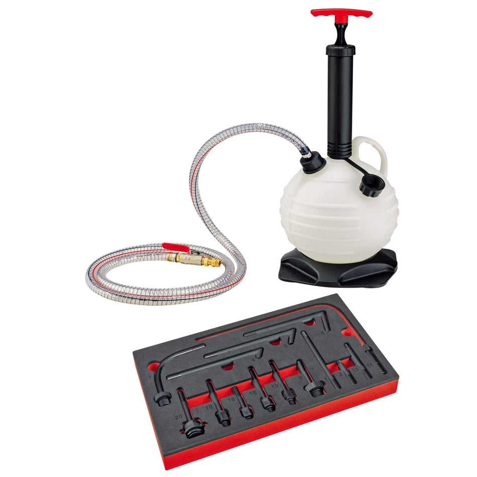 Powerbuilt ATF Fluid Filler Kit with 14 Piece Fill Adapters, Fill Pump, 6L Reservoir, Domestic and Import Vehicles - 240237,Black