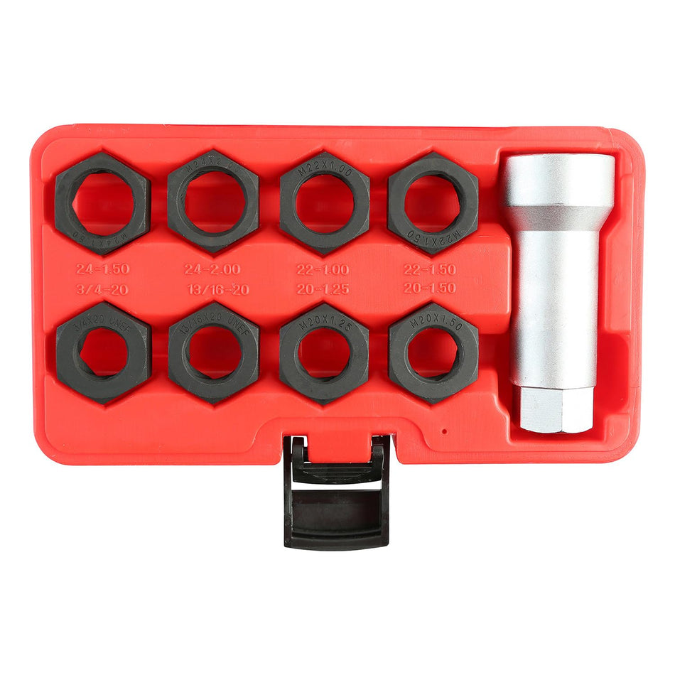 OEMTOOLS 27233 Axle Spindle Rethreading Tool Kit, Thread Repair Kit for Damaged Axle Spindles, Metric and SAE Thread Chaser Kit for Universal Fit, Red Case