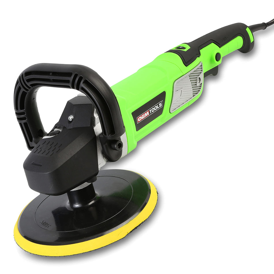 OEMTOOLS 24496 7 Inch Variable Speed Car Polisher, Auto Buffer Polishing Machine, Switch Between Polishing and Sanding, Electronic Speed Control, Vehicle Buffer, Green