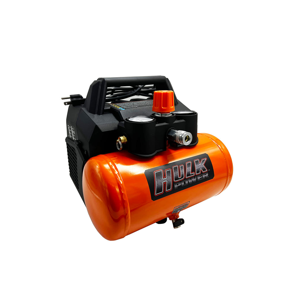 EMAX Hulk Portable Air Compressor - 1hp 1.6 Gal. Silent Air Compressor with Oil Free Pump & 125 Max PSI - HP01P002SS