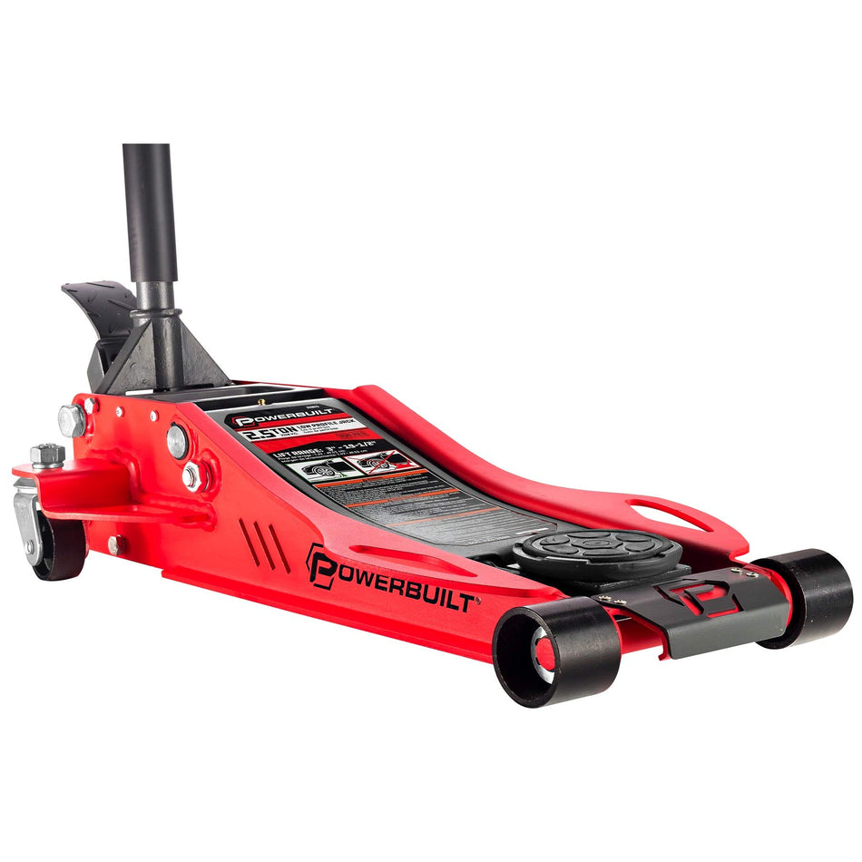 Powerbuilt 240076 Low Profile Fast Lift Floor Jack (2.5 Ton), 1 Pack , Red