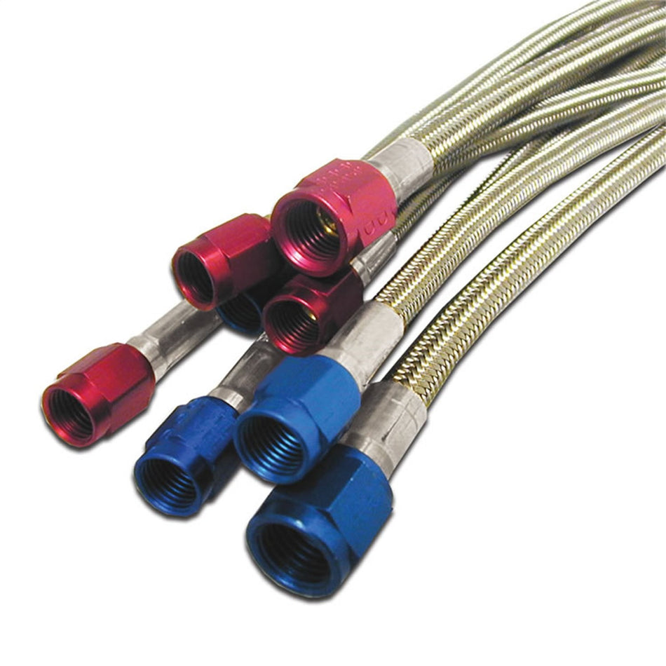 Nitrous Express 11137 D-4 3' Stainless Steel Braided Hose with Red Connector