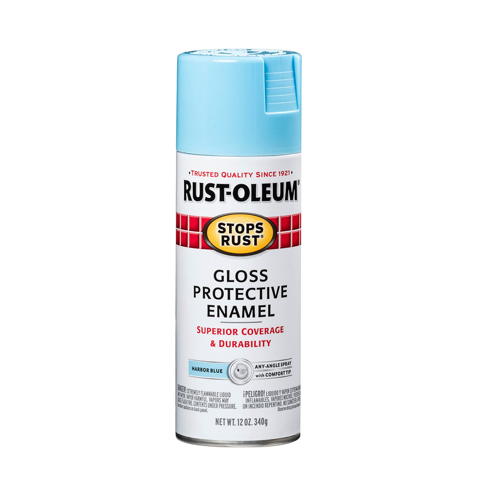 Rust-Oleum 7722830 Stops Rust Spray Paint, 12 oz, Gloss Harbor Blue