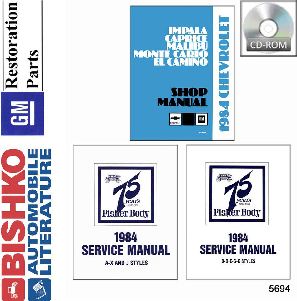 bishko automotive literature 1984 Chevrolet Caprice Impala Malibu Shop Service Repair Manual CD Engine Wiring