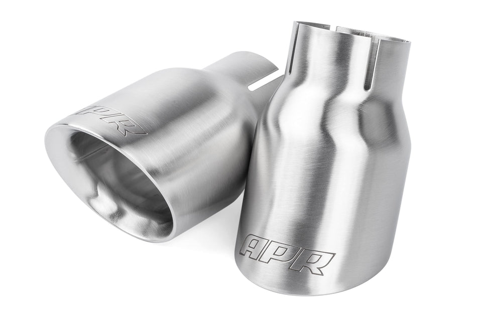 APR TPK0007 Double-Walled 3.5 in. Slash-Cut Tips Brushed Silver - Set of 2