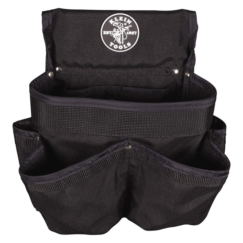 Klein Tools 5718 Tool Pouch, PowerLine Series Utility Pouch Fits Tool Belts to 2.5-Inch, Strong Rivet Reinforced Stitching, Wide 8-Pocket