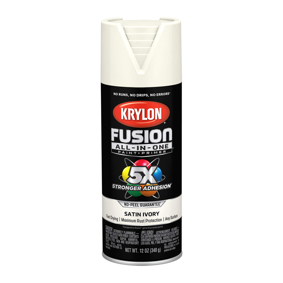 12 oz Krylon K02739007 Ivory Fusion All-In-One Paint & Primer Spray Paint, Satin