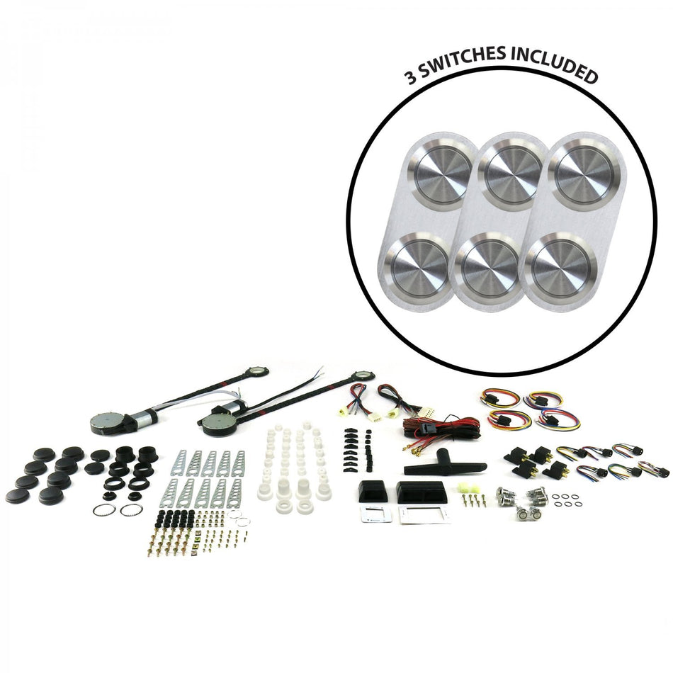 AutoLoc Power Accessories 18496 2-Door Power Window Kit (with 3 Daytona Billet Switches - No Illumination)