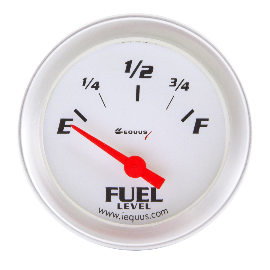 Equus 8363 2 Fuel Level Gauge, White with Aluminum Bezel