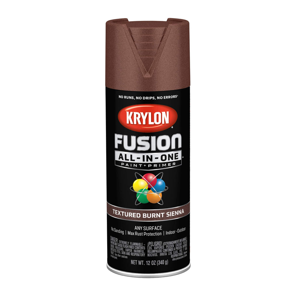 Krylon Fusion All-In-One Adhesive Spray Paint for Indoor/Outdoor Use, 12 oz, Burnt Sienna