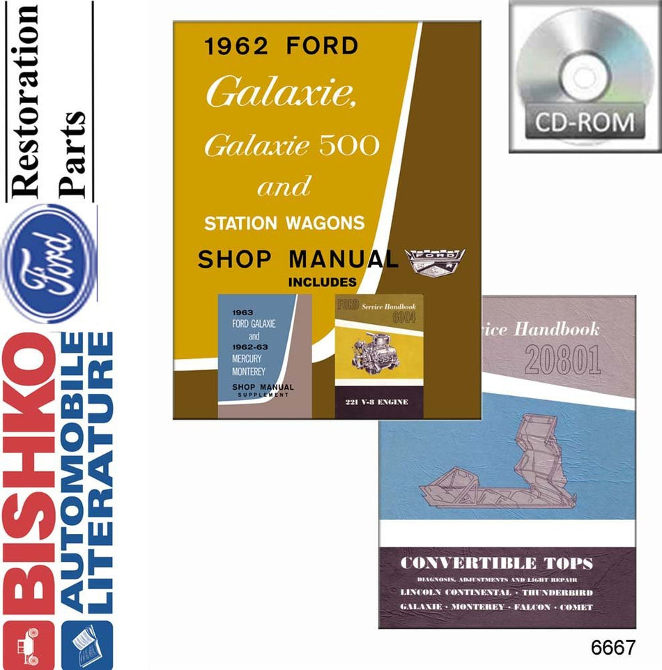 Bishko Automotive Literature Service Repair Manual Cd For The 1962 1963 Ford Galaxie Station Wagon And Mercury