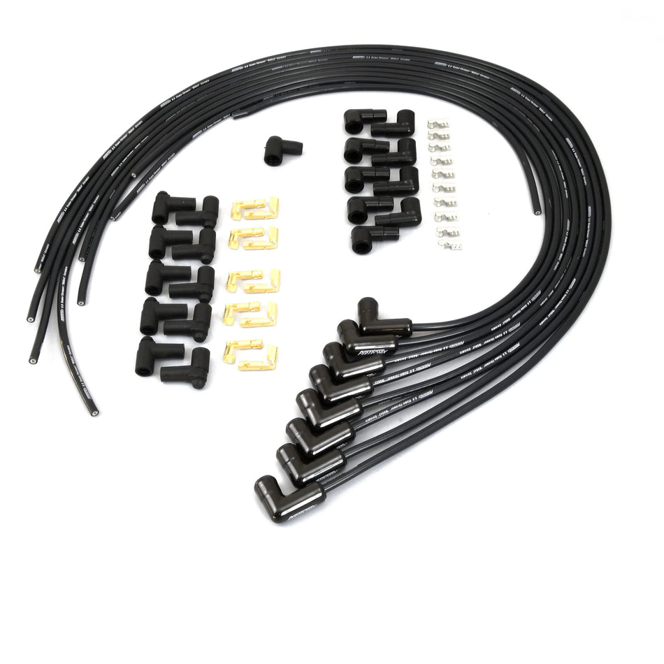 PerTronix 828290HT Flame-Thrower 8MM Black Spark Plug Wires Universal Fit 8 Cylinders with 90u00b0 Black Ceramic Boot