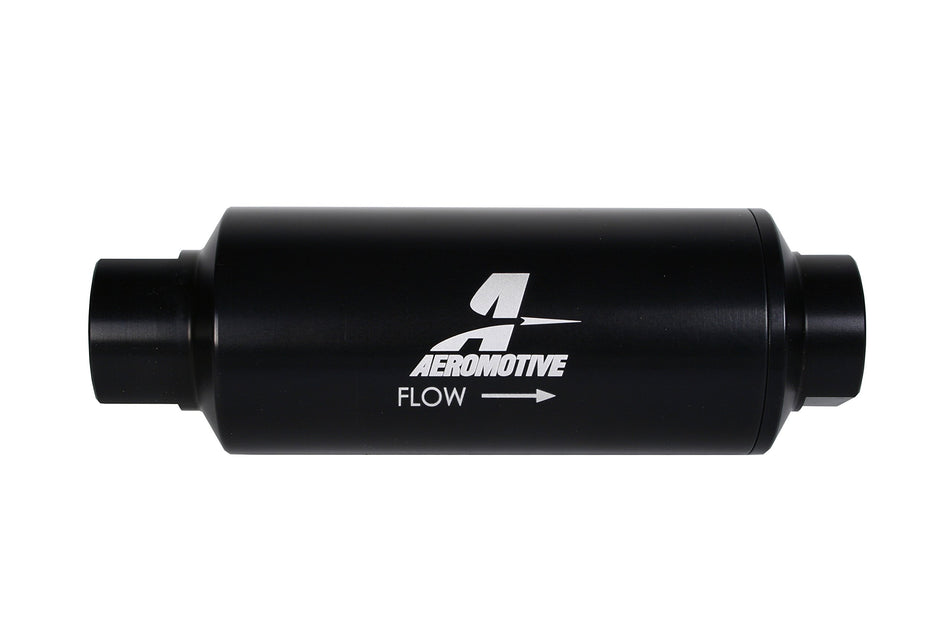 Aeromotive 12343 Filter, In-Line, 40-Micron Stainless Mesh Element, ORB-12 Port, Black Hard-Coat, Marine, 2-1/2" OD