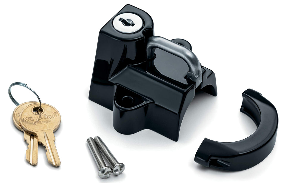 Kuryakyn 4619 Motorcycle Accessory: Tamper-Proof Helmet Security Lock, Universal Fit for Motorcycles with 1-1/4 to 1-1/2 Diameter Frame Tubes, Gloss Black