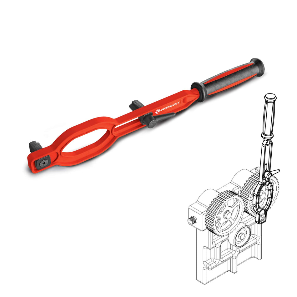 Powerbuilt Universal Timing Gear Holder Tool Kit, Tools to Remove and Replace Timing Gear Retaining Nuts, Adjustable Tooth - 647835