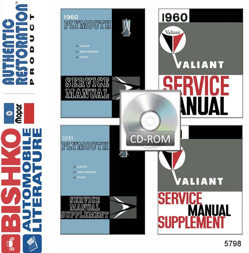 bishko automotive literature 1960 1961 Plymouth Belvedere Fury Valint Service Repair Manual CD Engine Wiring
