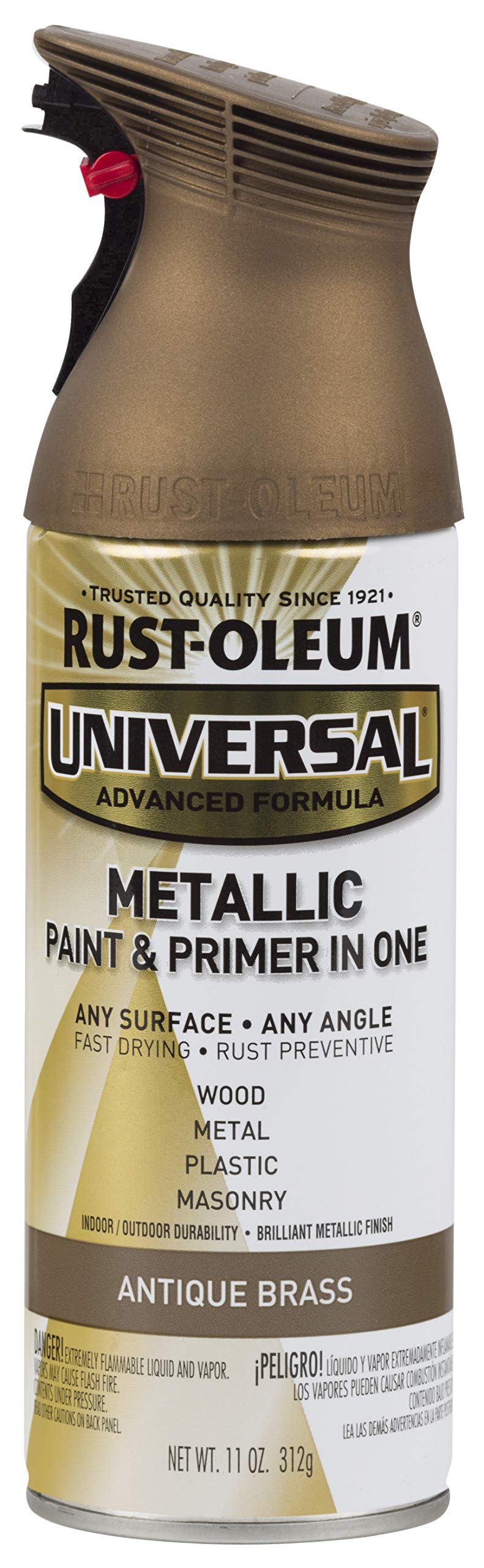 Rust-Oleum 260728 Universal All Surface Metallic Spray Paint, 11 oz, Antique Brass